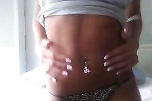 This sporty sweetheart with pierced navel has a nice set of large scones