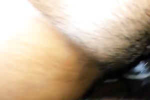 Shaved brown bawdy cleft is creaming up from big O on livecam