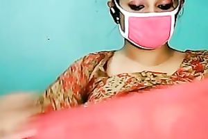 Mysterious Indian woman shows off her large moist titties