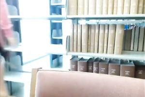Desirable golden-haired gal flashes her constricted body in a public library