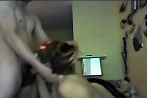 Cute short-haired coed admires me with her cock-sucking skills