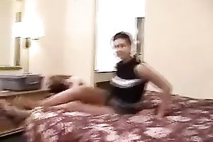 Appetizing gal with petite merry tits masturbates in front of the camera