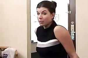 Appetizing gal with petite merry tits masturbates in front of the camera