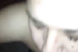 My bulky dark brown paramour blows and acquires her face overspread with cum