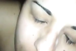 My bulky dark brown paramour blows and acquires her face overspread with cum