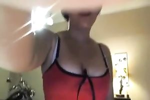 Stunning livecam solo clip with non-professional dark brown bombshell