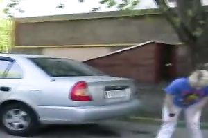 Public pissing movie with sexually excited golden-haired whore Kate