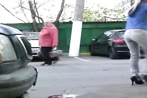 Public pissing movie with sexually excited golden-haired whore Kate