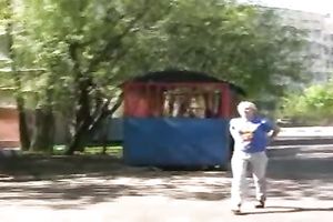 Public pissing movie with sexually excited golden-haired whore Kate