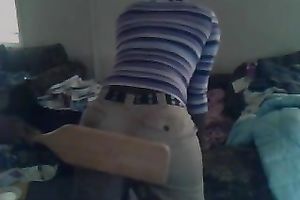 Sexy big dark arse thrashing and paddling in the bedroom