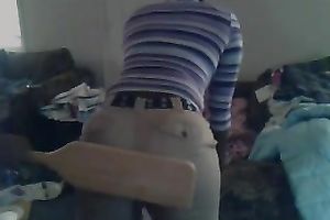 Sexy big dark arse thrashing and paddling in the bedroom