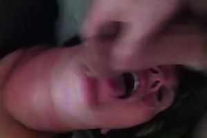 First facial and cum eating that my Married slut performs on web camera