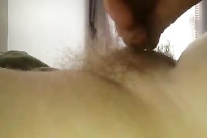 My corpulent wifey lets me play with her shaggy vag and large milk sacks