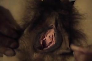 Hairy MILF hotwife fingers and caresses her love tunnel