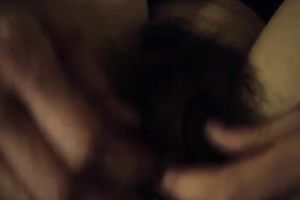 Hairy MILF hotwife fingers and caresses her love tunnel