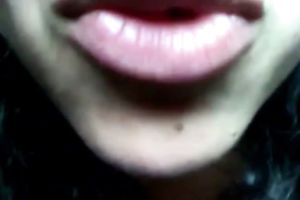 Concupiscent livecam model with curly hair shows off her giant pantoons