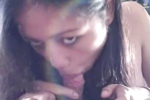 Chinese nympho with charming eyes gives her paramour a fine oral pleasure