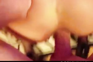 Blonde MILF with large fake bumpers takes my large rod up her tight arsehole