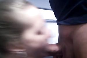 Fair-haired harlot sucks my shaft greedily and doesn't crave to stop