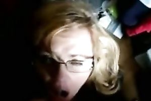 Sexually greedy golden-haired in glasses is giving me a valuable irrumation