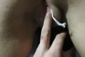 Girlfriend's twat filmed closeup from behind after shaving