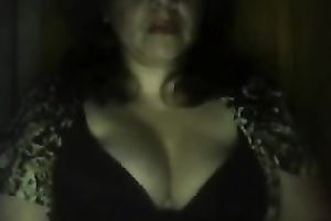 Exposing my large natural tits for the web camera and kneading 'em