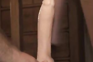 Riding a biggest sex-toy to tease some chaps on the internet