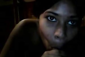 My ebon GF with sparkling eyes is giving me an incredible oral-sex