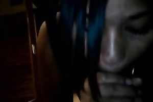 My ebon GF with sparkling eyes is giving me an incredible oral-sex