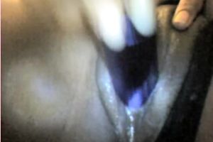 My stunning ebony hottie diddles her puffy dark creamy twat with vibrator