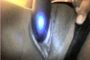 My stunning ebony hottie diddles her puffy dark creamy twat with vibrator