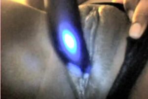 My stunning ebony hottie diddles her puffy dark creamy twat with vibrator