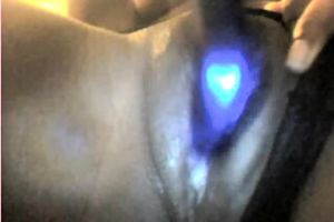 My stunning ebony hottie diddles her puffy dark creamy twat with vibrator