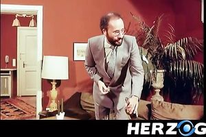 Blonde milf wench widens her legs for three dudes on the chair