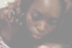 Ebony girlfriend prefers pink jocks for engulfing and eating