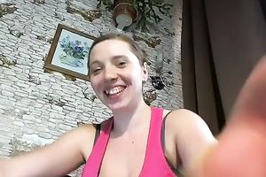 Svelte babe with huge natural bumpers can't live without masturbating on webcam