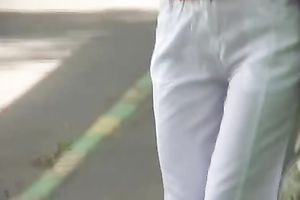 Her white panties are trickling soaked from lots of piddle