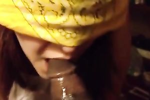 Blindfolded playgirl enjoys engulfing my BBC in homemade episode