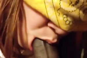 Blindfolded playgirl enjoys engulfing my BBC in homemade episode