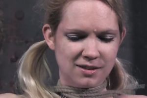 Pigtailed blond receives her billibongs tortured in BDSM scene