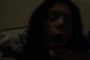 Raunchy nympho with jet black hair is sucking my BBC like mad