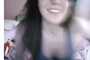 Startling dark brown legal age teenager flashes her bazookas in sexy livecam solo scene