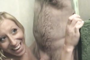 Blonde escort playgirl enjoys engulfing a weenie in the shower