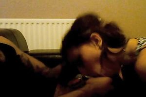 Amazingly glamorous chick is engulfing on my hard jock with excitement