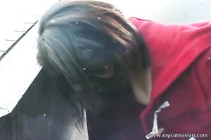 This Japanese whore is curly down there and this babe knows how to give oral-sex sex
