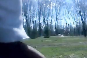 A GF rubs my dong in a park and shows her large love bubbles to me