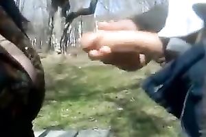 A GF rubs my dong in a park and shows her large love bubbles to me