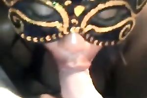 Awesome carnal oral stimulation from dark girl in the mask