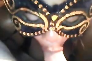 Awesome carnal oral stimulation from dark girl in the mask