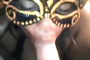 Awesome carnal oral stimulation from dark girl in the mask
